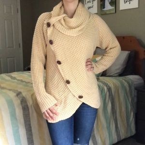 Cozy turtle neck with button detail